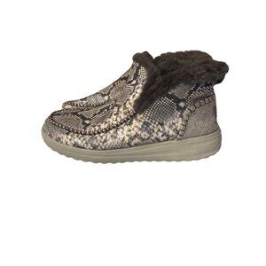 Hey Dude Ladies 10 Snakeskin Warm Fur-Lined Slip-On Shoes